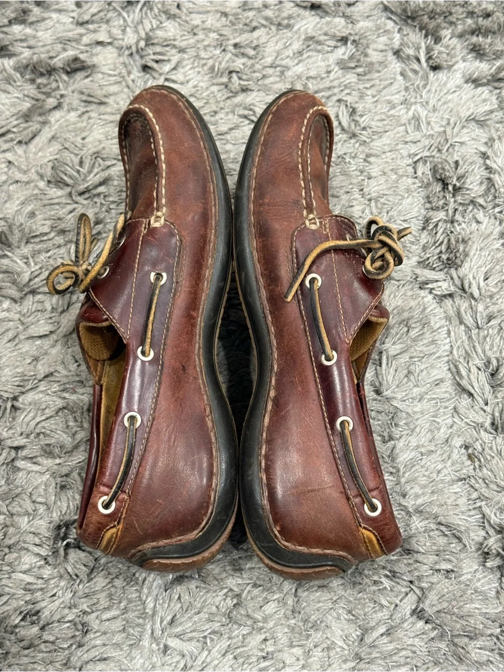 Timberland Mens Annapolis Boat Shoes Brown Leather 74013 Lace Up Moc Toe size 9M